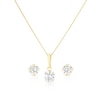 Thumbnail Image 1 of 9ct Yellow Gold Cubic Zirconia Solitaire Pendant And Earrings Jewellery Set