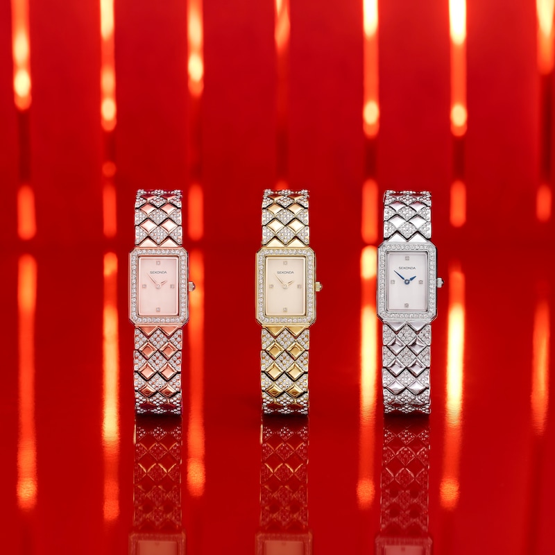Sekonda Sparkle Ladies' White Dial Blue Detail Silver Tone Bracelet Watch