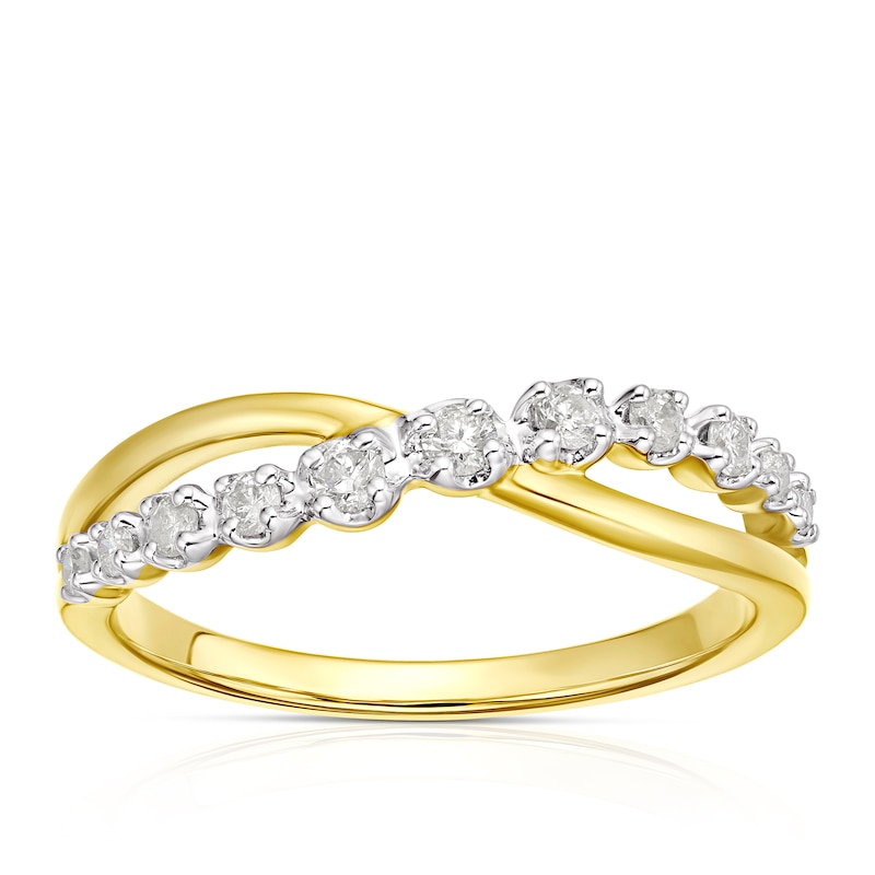 9ct Yellow Gold 0.20ct Diamond Twist Eternity Ring
