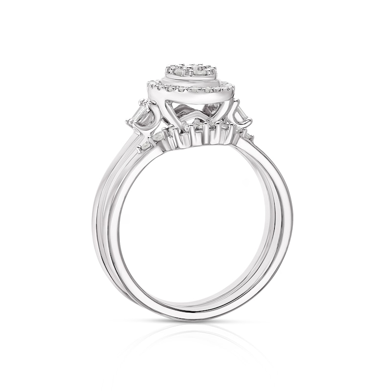 Perfect Fit 9ct White Gold 0.33ct Oval Cluster Halo Bridal Set