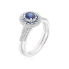 Thumbnail Image 1 of Perfect Fit 9ct White Gold Sapphire Oval Double Halo 0.15ct Diamond Bridal Set