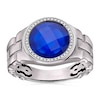 Thumbnail Image 1 of Men's Sterling Silver Synthetic Blue Onyx Diamond Detail Signet Ring