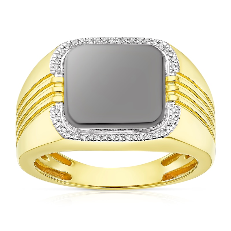 Men's Sterling Sterling Silver & 18ct Gold Plated Vermeil Diamond ...