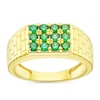 Thumbnail Image 1 of Men's Sterling Silver & 18ct Gold Plated Vermeil Emerald Green Coloured Glass Ring