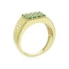 Thumbnail Image 3 of Men's Sterling Silver & 18ct Gold Plated Vermeil Emerald Green Coloured Glass Ring