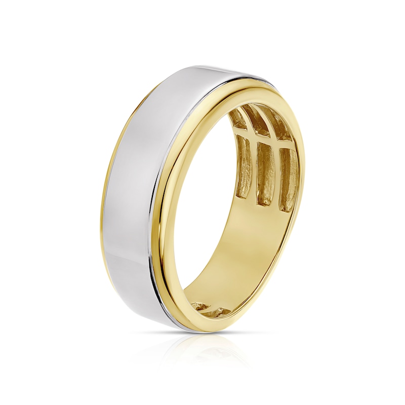 Men's Sterling Silver & 18ct Gold Plated Vermeil Chrome Detail Ring