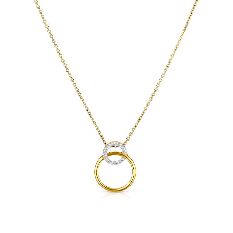 Main Image 1 of Sterling Silver Diamond Double Circle Pendant