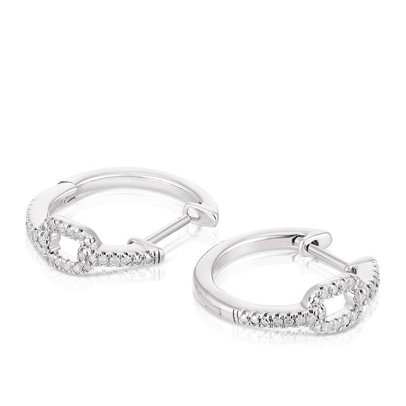 Sterling Silver 0.10ct Diamond Link Hoop Earrings