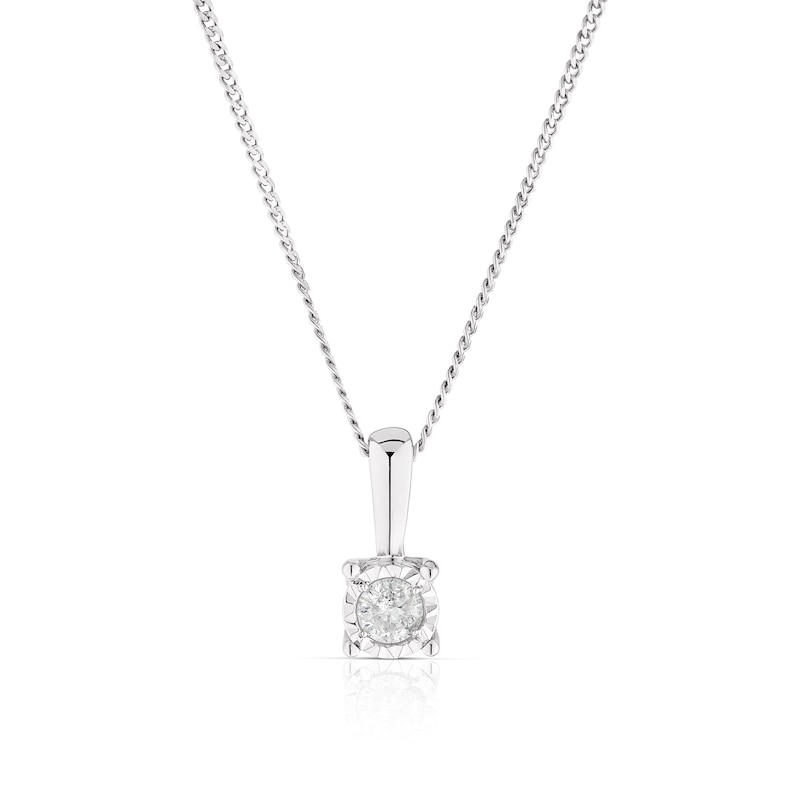 Main Image 1 of 9ct White Gold Diamond Illusion Set Soltaire Pendant