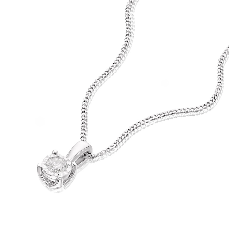 Main Image 2 of 9ct White Gold Diamond Illusion Set Soltaire Pendant