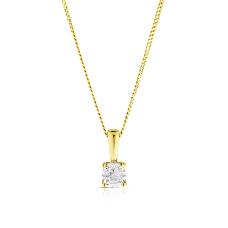 Main Image 1 of 9ct Yellow Gold Diamond Illusion Set Soltaire Pendant