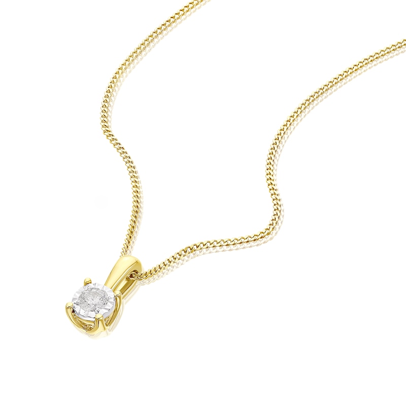 Main Image 2 of 9ct Yellow Gold Diamond Illusion Set Soltaire Pendant