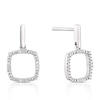 Thumbnail Image 0 of Sterling Silver 0.12ct Diamond Square Drop Earrings