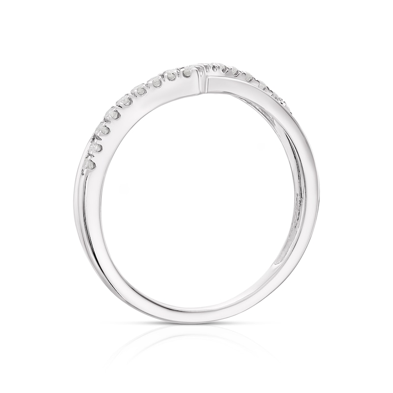 9ct White Gold 0.15ct Diamond Crossover Wishbone Ring