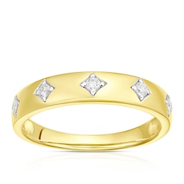 9ct Yellow Gold 0.10ct Diamond Round Cut Wedding Band