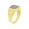 Thumbnail Image 1 of Men's Sterling Silver & 18ct Gold Plated Vermeil Black 0.15ct Diamond Signet Ring