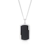 Thumbnail Image 1 of Men's Sterling Silver Onyx Cubic Zirconia Dog Tag Pendant Necklace