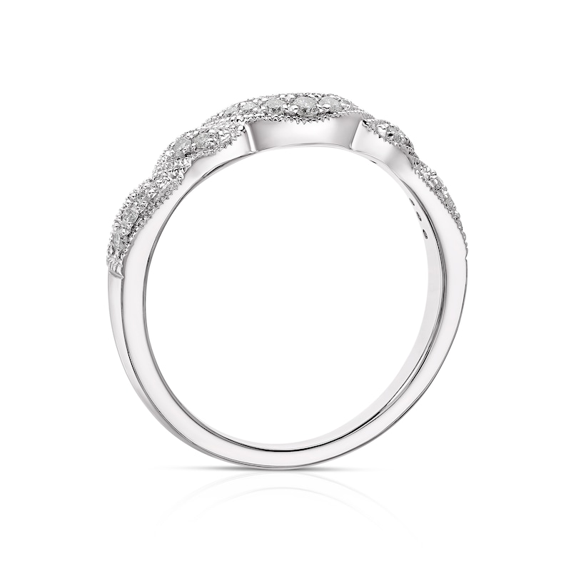 18ct White Gold 0.12ct Diamond Shaped Wedding Band