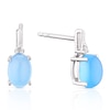 Thumbnail Image 0 of Sterling Silver Blue Chalcedony & Diamond Oval Stud Earrings