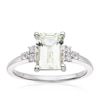 Thumbnail Image 0 of 9ct White Gold Emerald-Cut Green Amethyst and Diamonds Ring
