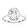 Thumbnail Image 0 of 9ct White Gold Green Amethyst Diamond Oval Cut Halo Ring