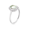 Thumbnail Image 1 of 9ct White Gold Green Amethyst Diamond Oval Cut Halo Ring