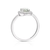 Thumbnail Image 2 of 9ct White Gold Green Amethyst Diamond Oval Cut Halo Ring