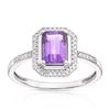 Thumbnail Image 0 of 9ct White Gold Amethyst Radiant Cut Halo Ring