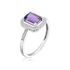 Thumbnail Image 1 of 9ct White Gold Amethyst Radiant Cut Halo Ring