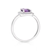 Thumbnail Image 2 of 9ct White Gold Amethyst Radiant Cut Halo Ring