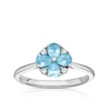 Thumbnail Image 0 of 9ct White Gold Swiss Blue Topaz Diamond Flower Ring