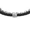 Thumbnail Image 1 of Fossil Men's Double Chain Black Plaited Leather & Stainless Steel Chain Bracelet