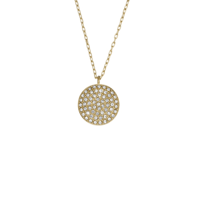 Fossil Sadie Ladies' Gold Tone Stone Set Coin Pendant Necklace