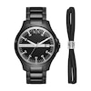 Thumbnail Image 0 of Armani Exchange Men's Black Stainless Steel Watch & Leather Bracelet Gift Set