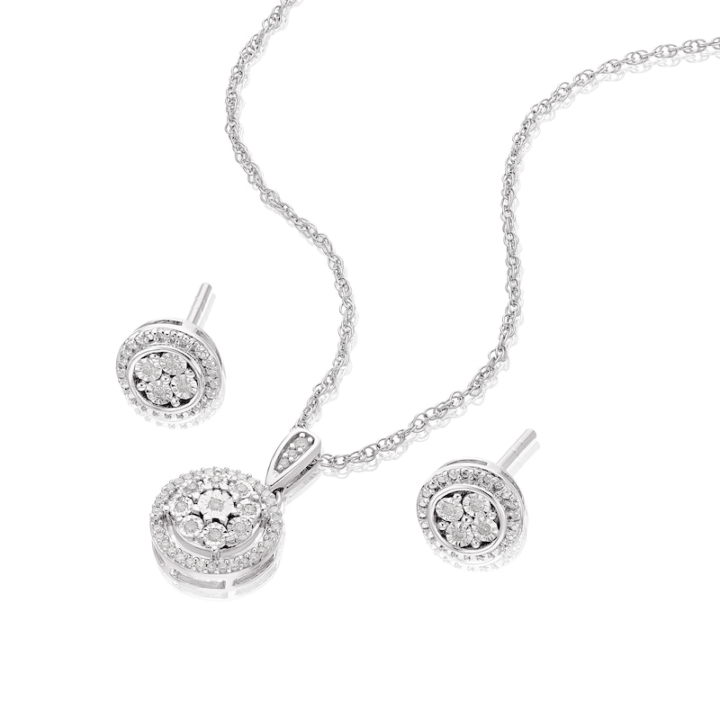 Sterling Silver Round Diamond Earrings & Pendant Boxed Set | H.Samuel