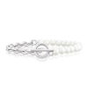 Thumbnail Image 0 of Stainless Steel Faux Pearl & Chain Toggle Bracelet