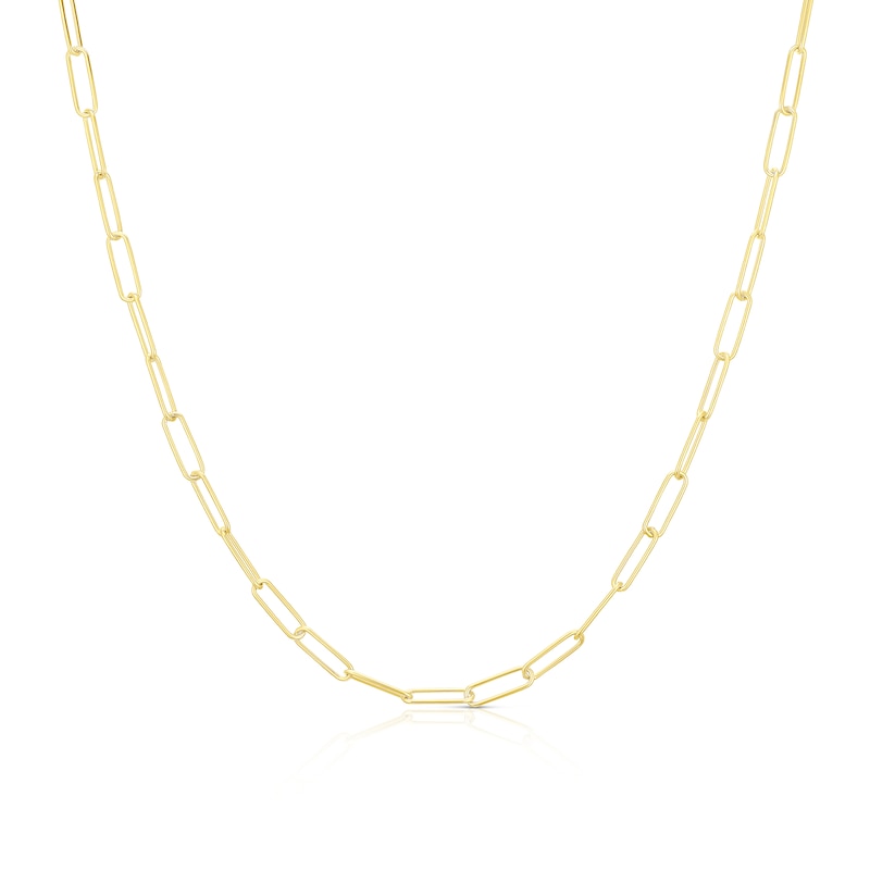 Main Image 1 of Sterling Silver & 18ct Gold Plated Vermeil 70 Gauge 18 Inch Paper Link Chain Necklace