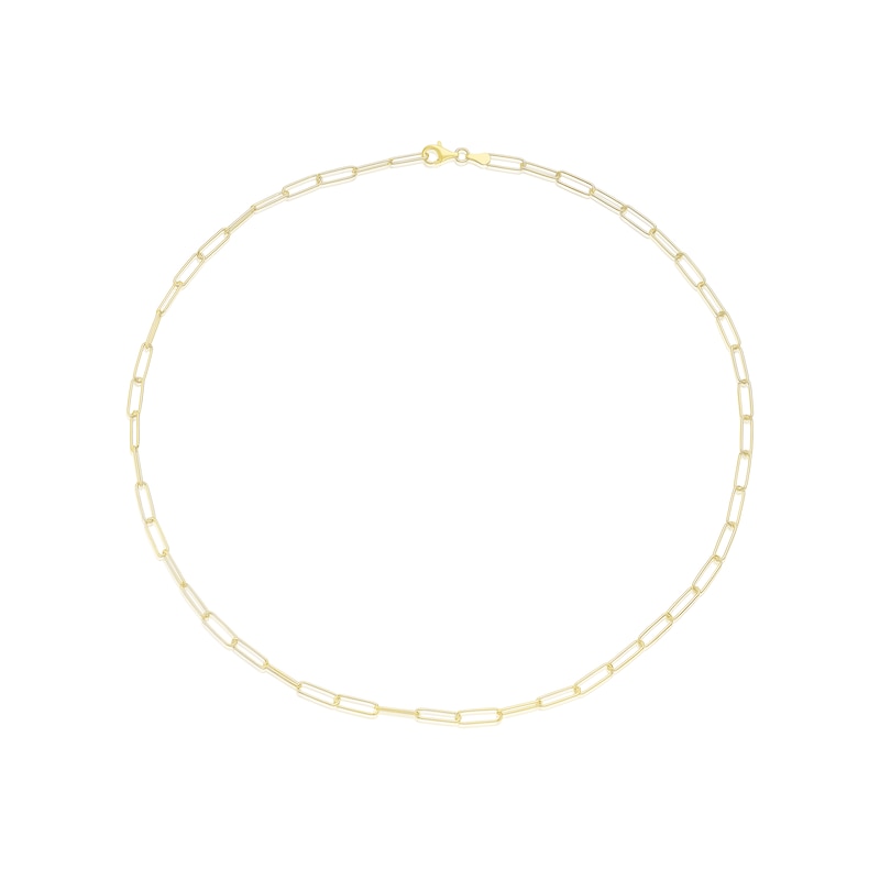 Main Image 2 of Sterling Silver & 18ct Gold Plated Vermeil 70 Gauge 18 Inch Paper Link Chain Necklace