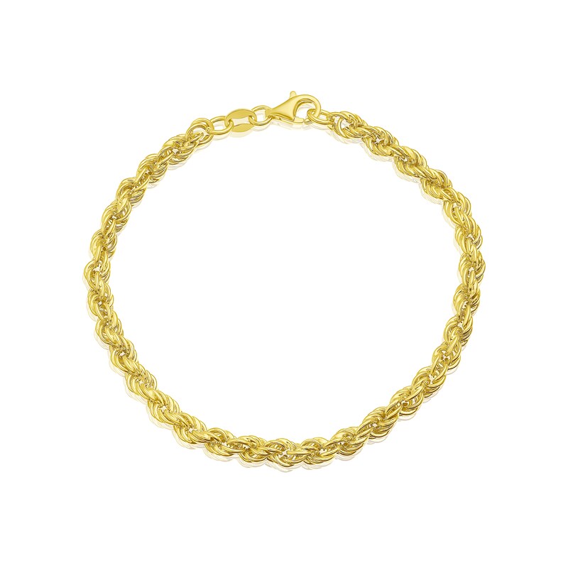 Main Image 1 of Sterling Silver & 18ct Gold Plated Vermeil 80 Gauge 7.25&quot; Rope Chain Bracelet