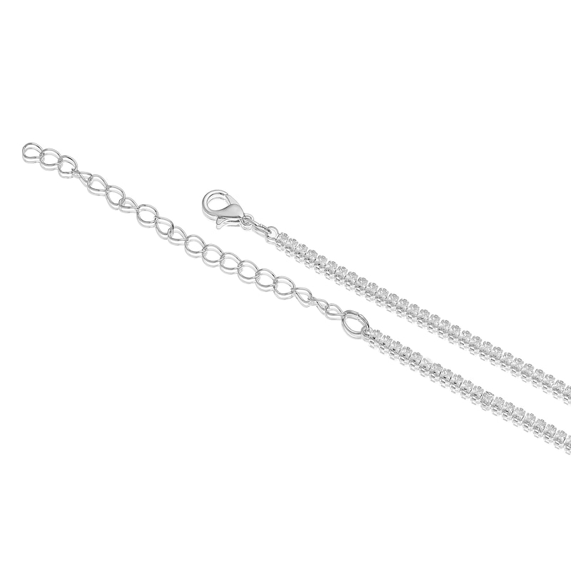 Silver Plated Cubic Zirconia Drop Pendant Necklace