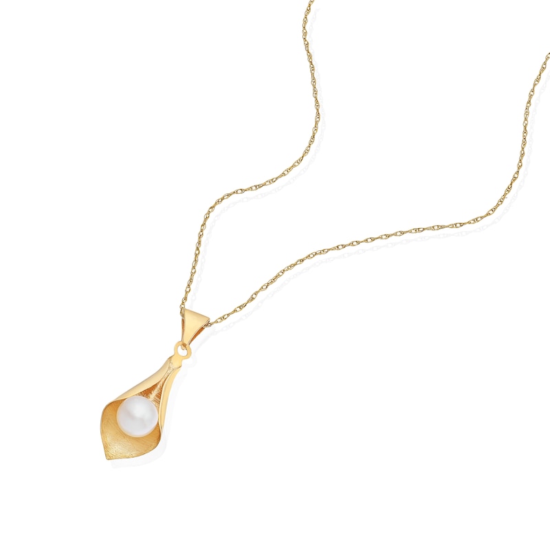 Main Image 2 of 9ct Yellow Gold Cultured Freshwater Pearl Cone Pendant Necklace