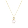 Thumbnail Image 0 of 9ct Yellow Gold Cultured Freshwater Pearl & Cubic Zirconia Drop Pendant Necklace