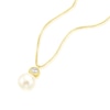 Thumbnail Image 1 of 9ct Yellow Gold Cultured Freshwater Pearl & Cubic Zirconia Drop Pendant Necklace