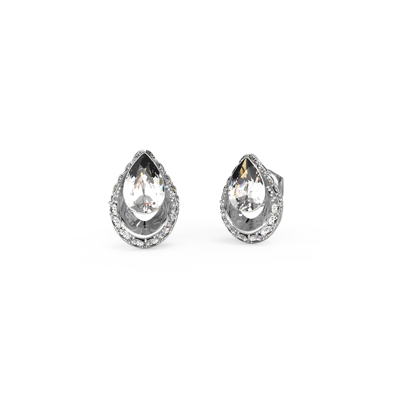 Guess Ladies' Silver Tone Crystal Drop Stud Earrings