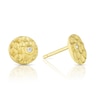 Thumbnail Image 0 of Sterling Silver & 18ct Gold Plated Vermeil Cubic Zirconia Hammered Round Stud Earrings