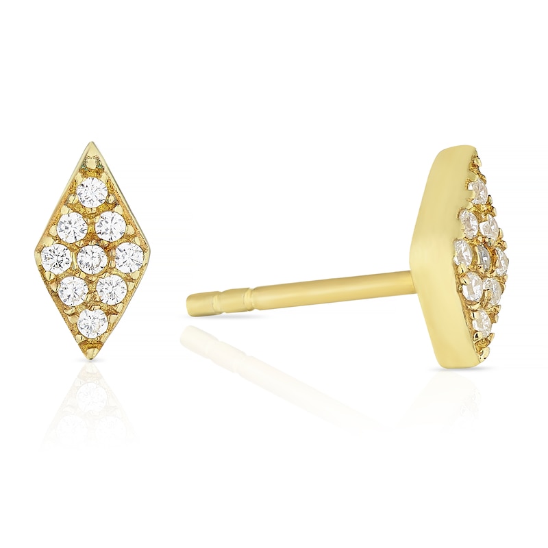 Sterling Silver & 18ct Gold Plated Vermeil Diamond Shaped Cubic Zirconia Stud Earrings