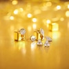 Thumbnail Image 2 of Sterling Silver & 18ct Gold Plated Vermeil Diamond Shaped Cubic Zirconia Stud Earrings