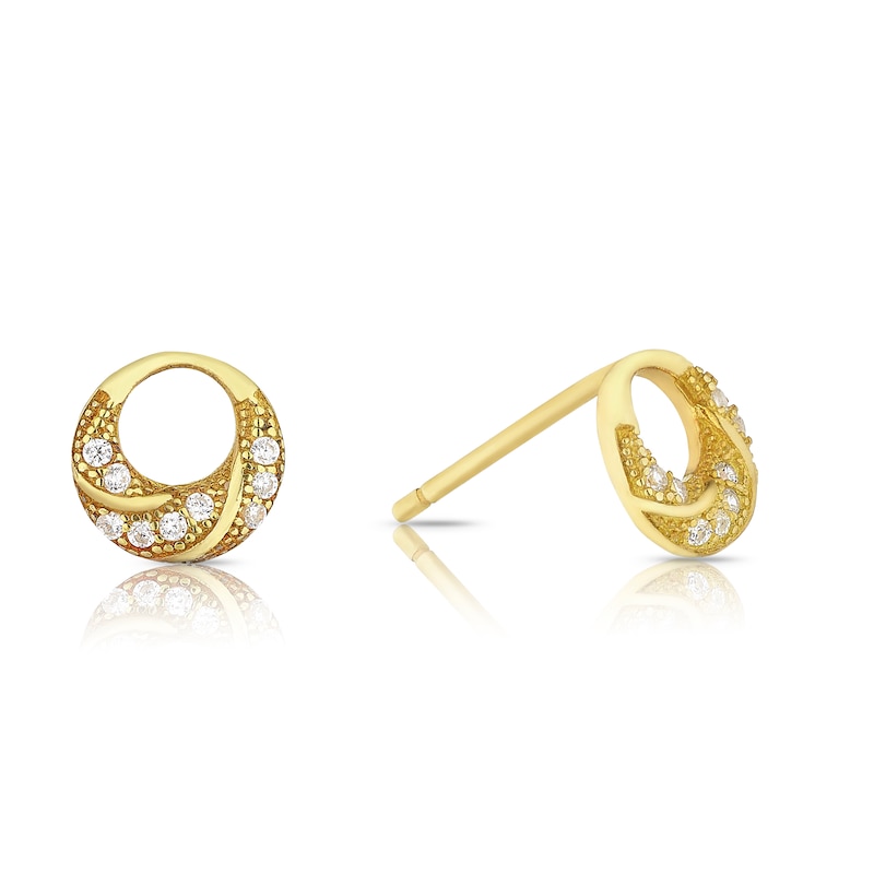 Sterling Silver & 18ct Gold Plated Vermeil Cubic Zirconia Circle Stud Earrings