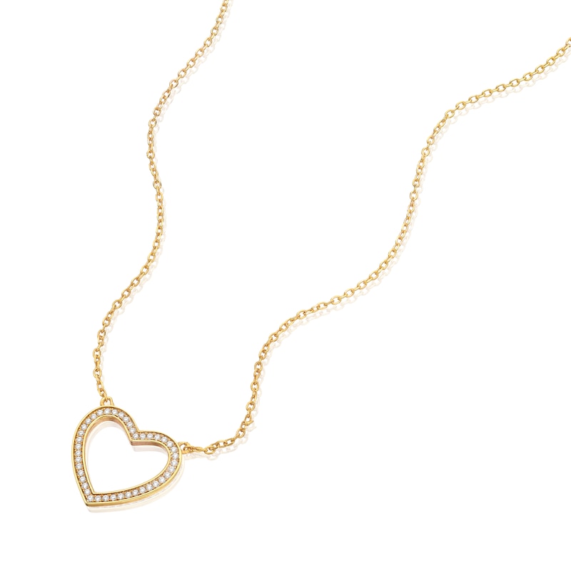 Main Image 2 of Sterling Silver & 18ct Gold Plated Cubic Zirconia Heart Pendant Necklace