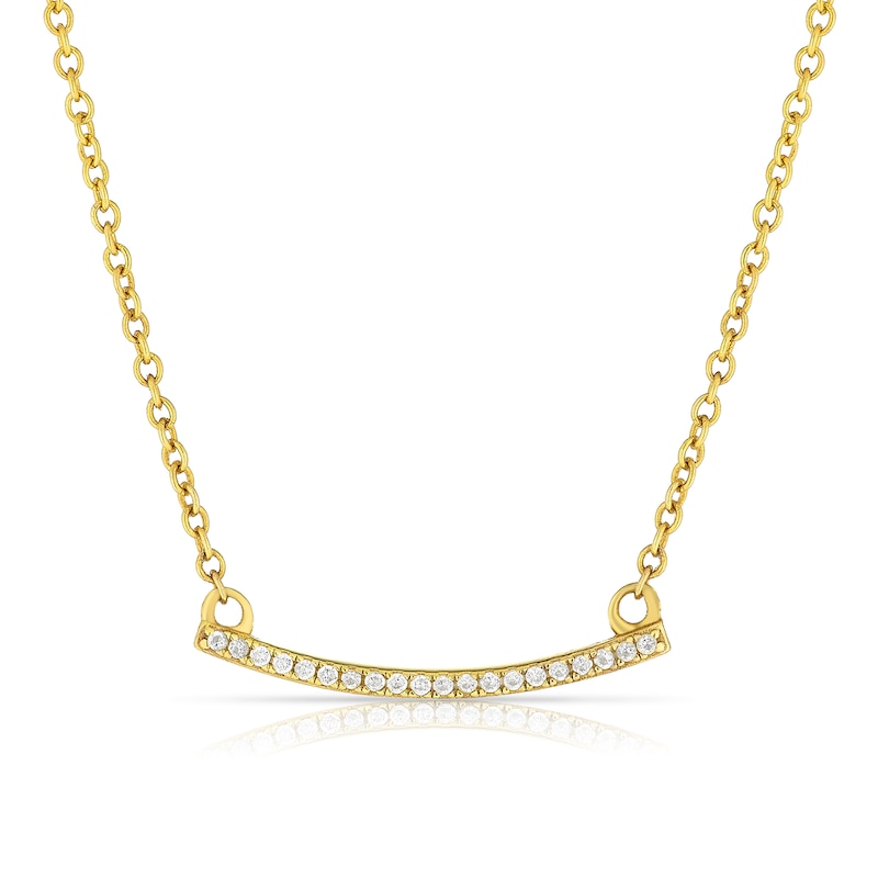 Sterling Silver & 18ct Gold Plated Cubic Zirconia Bar Pendant Necklace